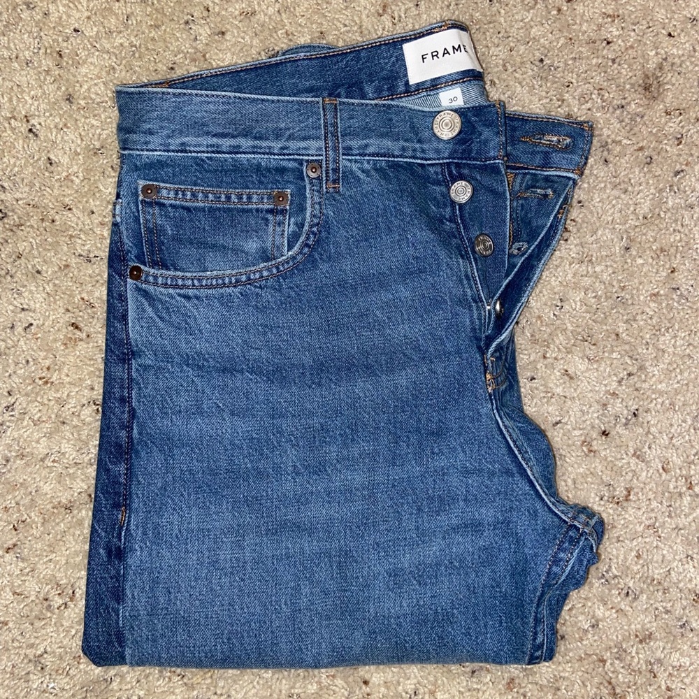 FRAME Reconstructed Denim Jean in Color Blue Wash